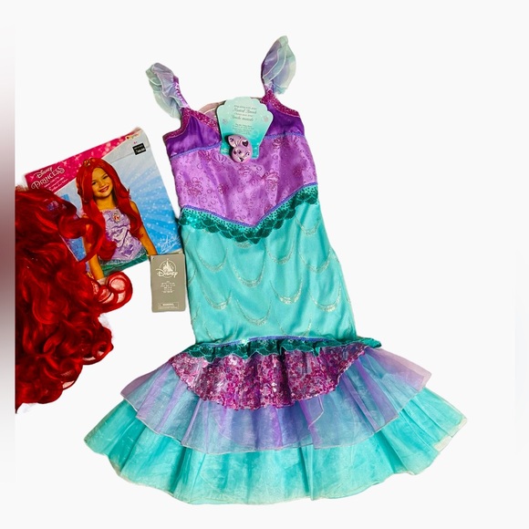 Disney Store Ariel Costume Dress Singing Little Mermaid Songs size 5/6 and Wig - Picture 12 of 15
